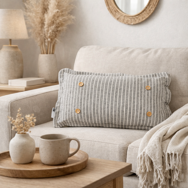 Gray Stripe Interchangeable Pillow