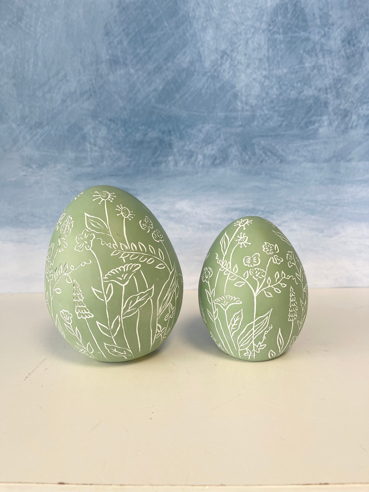 Painted Resin Floral Egg - 2 Sizes