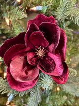 Burgundy Glamour Velvet Magnolia Spray