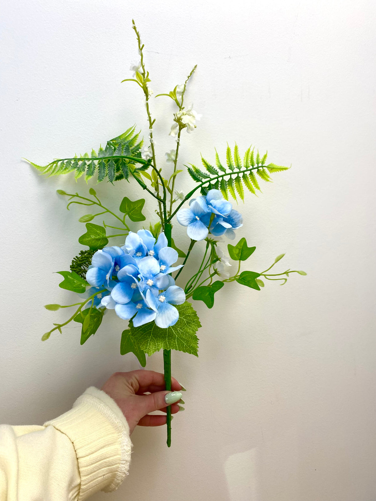 Mixed Blue Hydrangea Ivy Spray