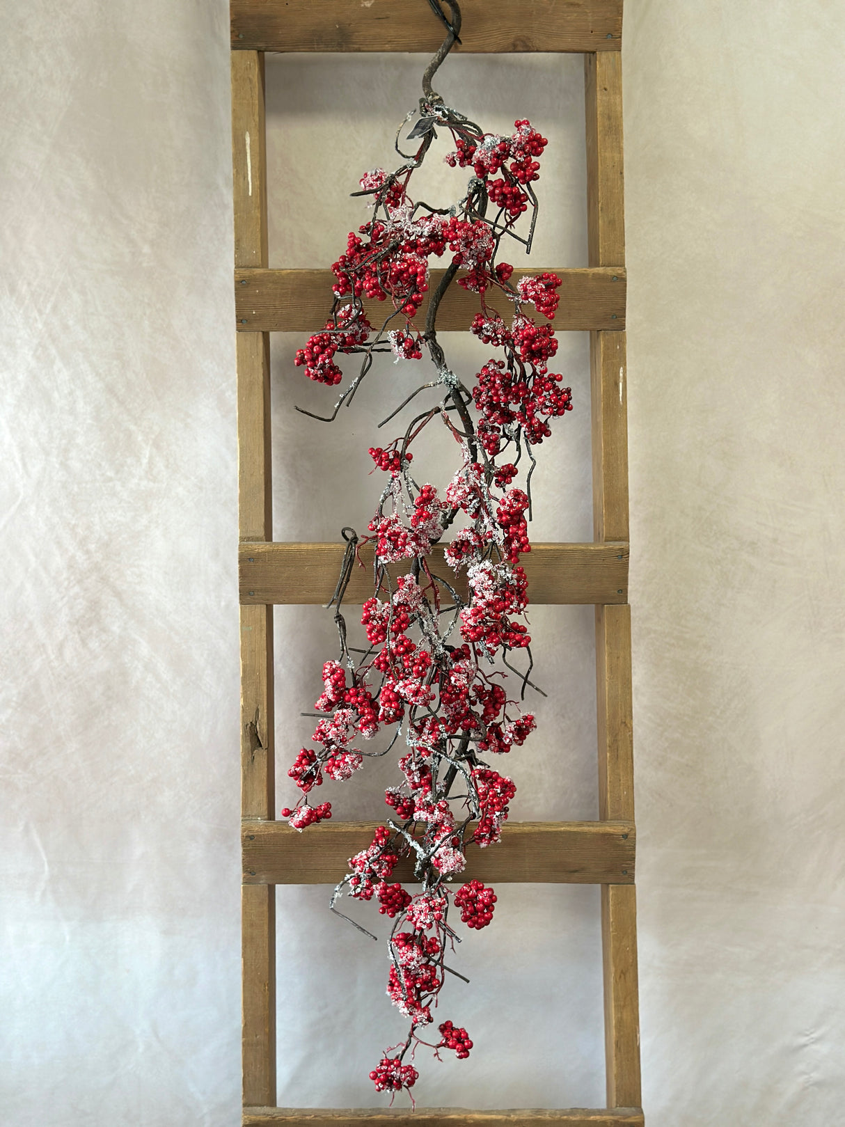 48" Icy Red Berry Hanging Garland