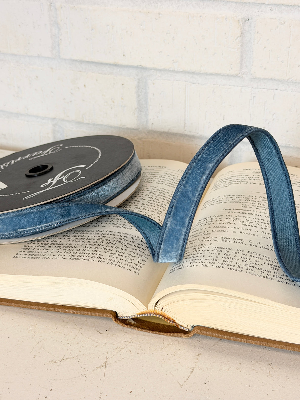3/4" Steel Blue Velvet Ribbon Bolt