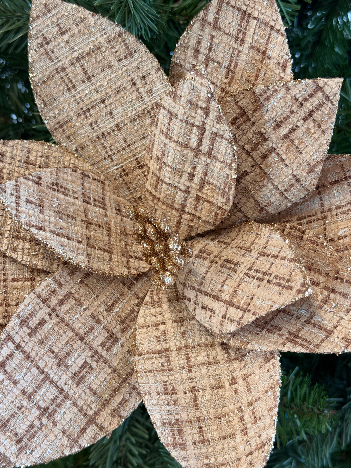 Natural Plaid Poinsettia Stem