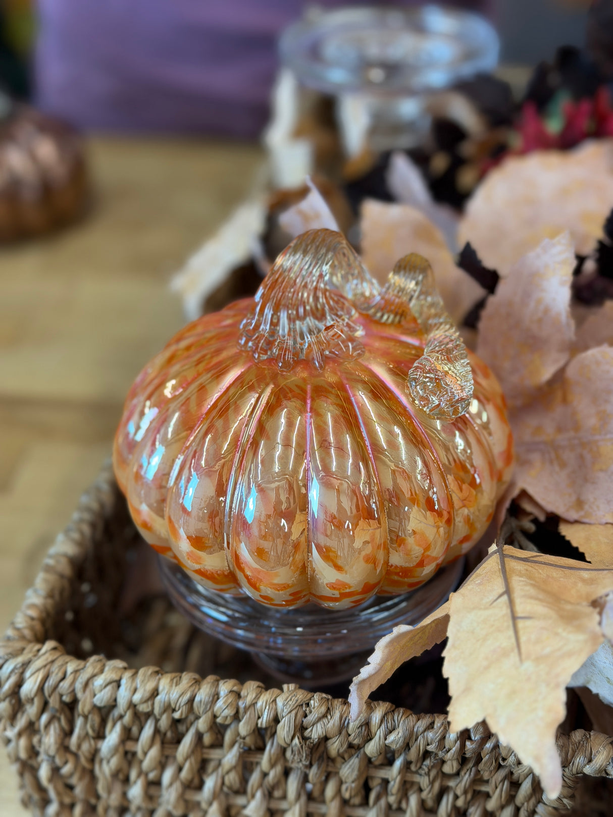 Harvest Hollow Small Glass Pumpkin