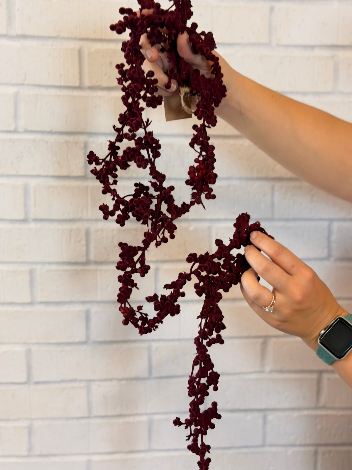 Burgundy Flocked Foam Ball Garland