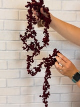 Burgundy Flocked Foam Ball Garland