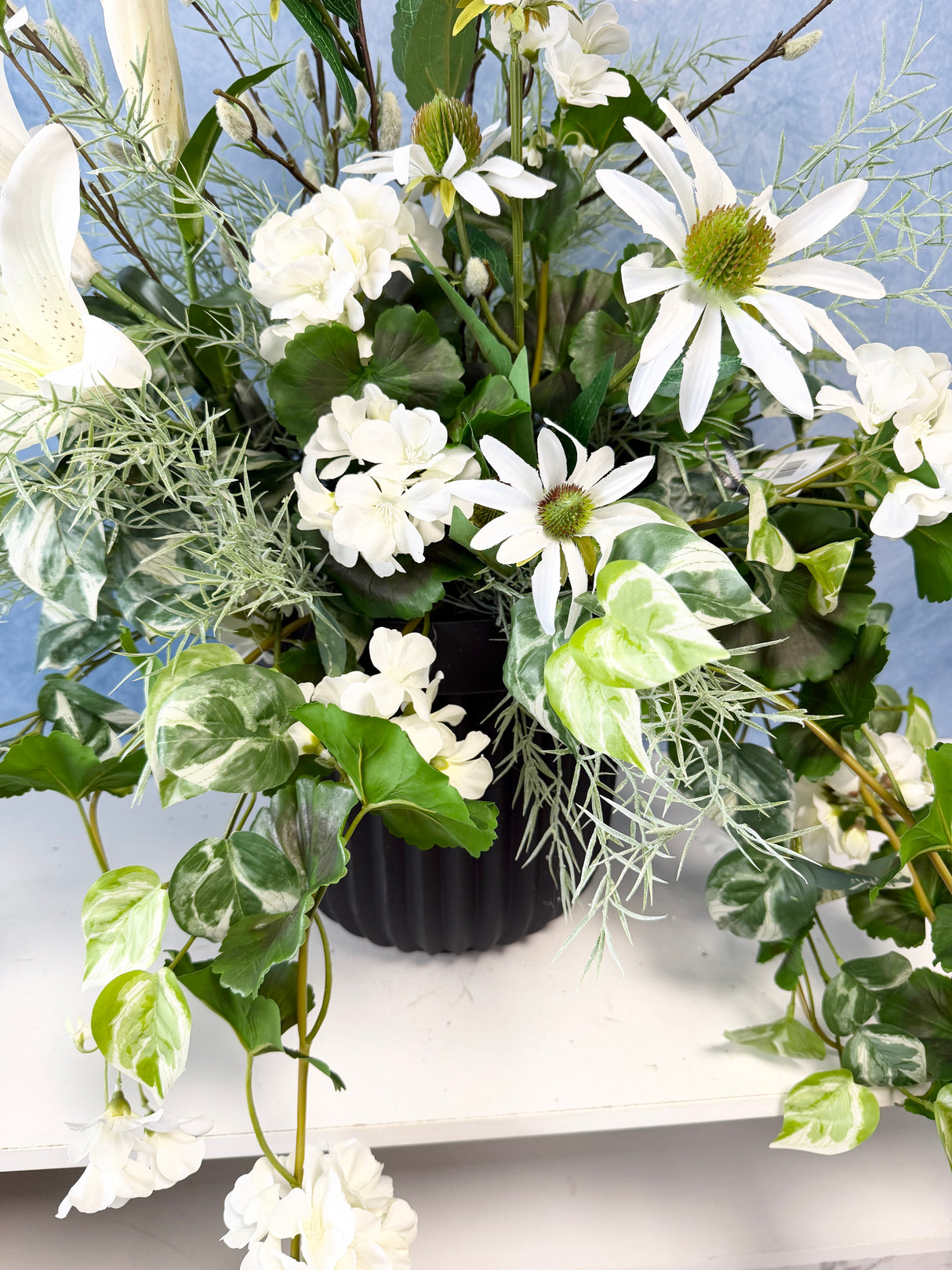 39" Whispering Whites Porch Pot