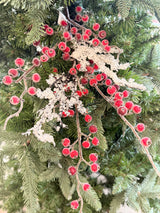 Red Natural Iced Berry Branch Spray