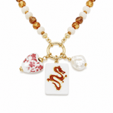 Sunset Dragon Mahjong Tile Charm Beaded Necklace