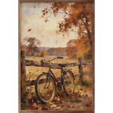 Autumn Bicycle With Country Fence Wood Art