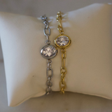 Silver Maren Crystal Link Bracelet Water Resistant Non Tarnish