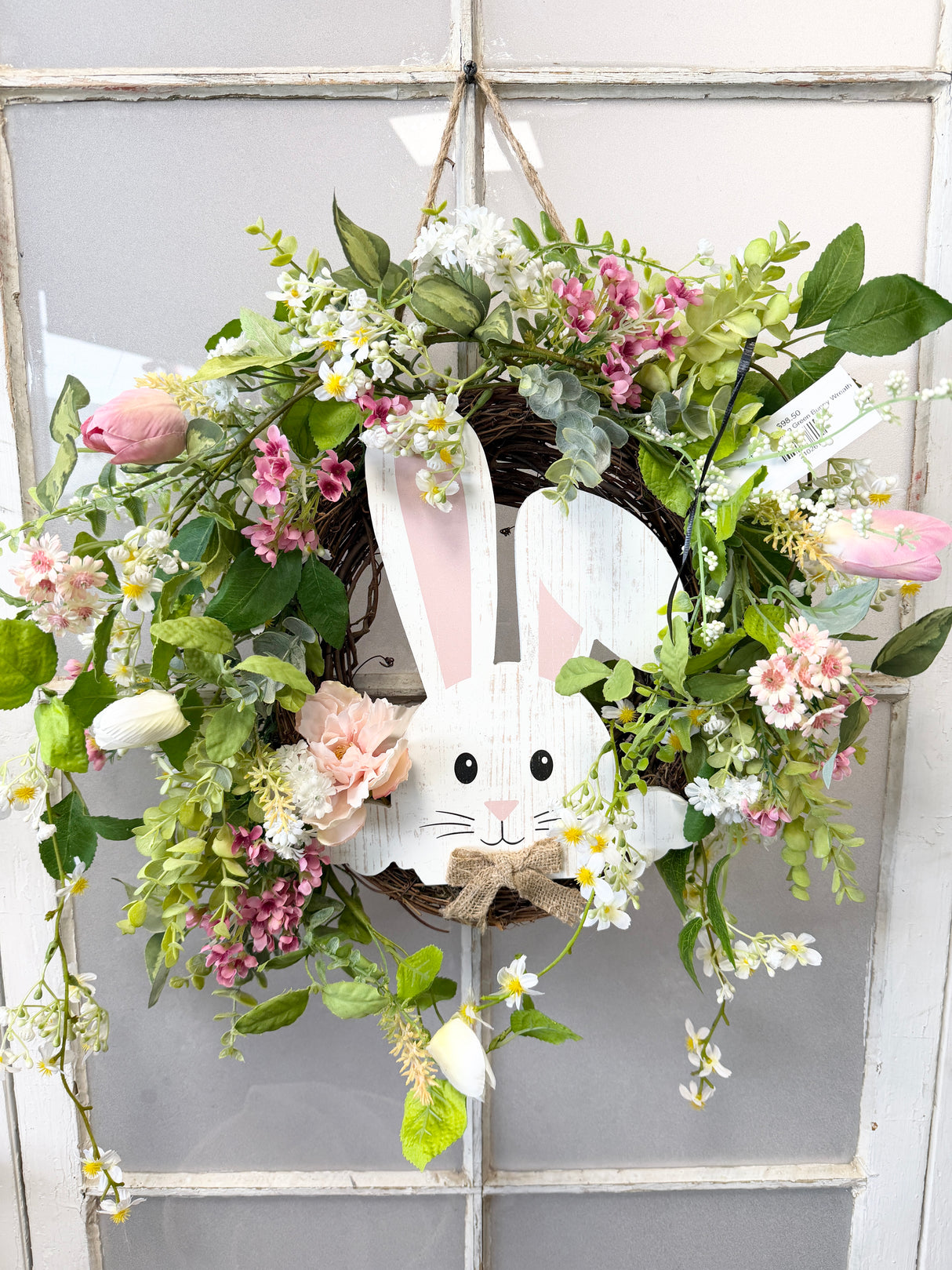 18" Spring Green Bunny Wreath