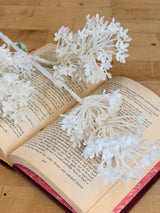 White Mini Glitter Hydrangea Spray