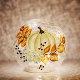 White Pumpkin Glass Orb Luminary