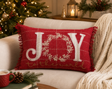 Red Joy Christmas Throw Pillow