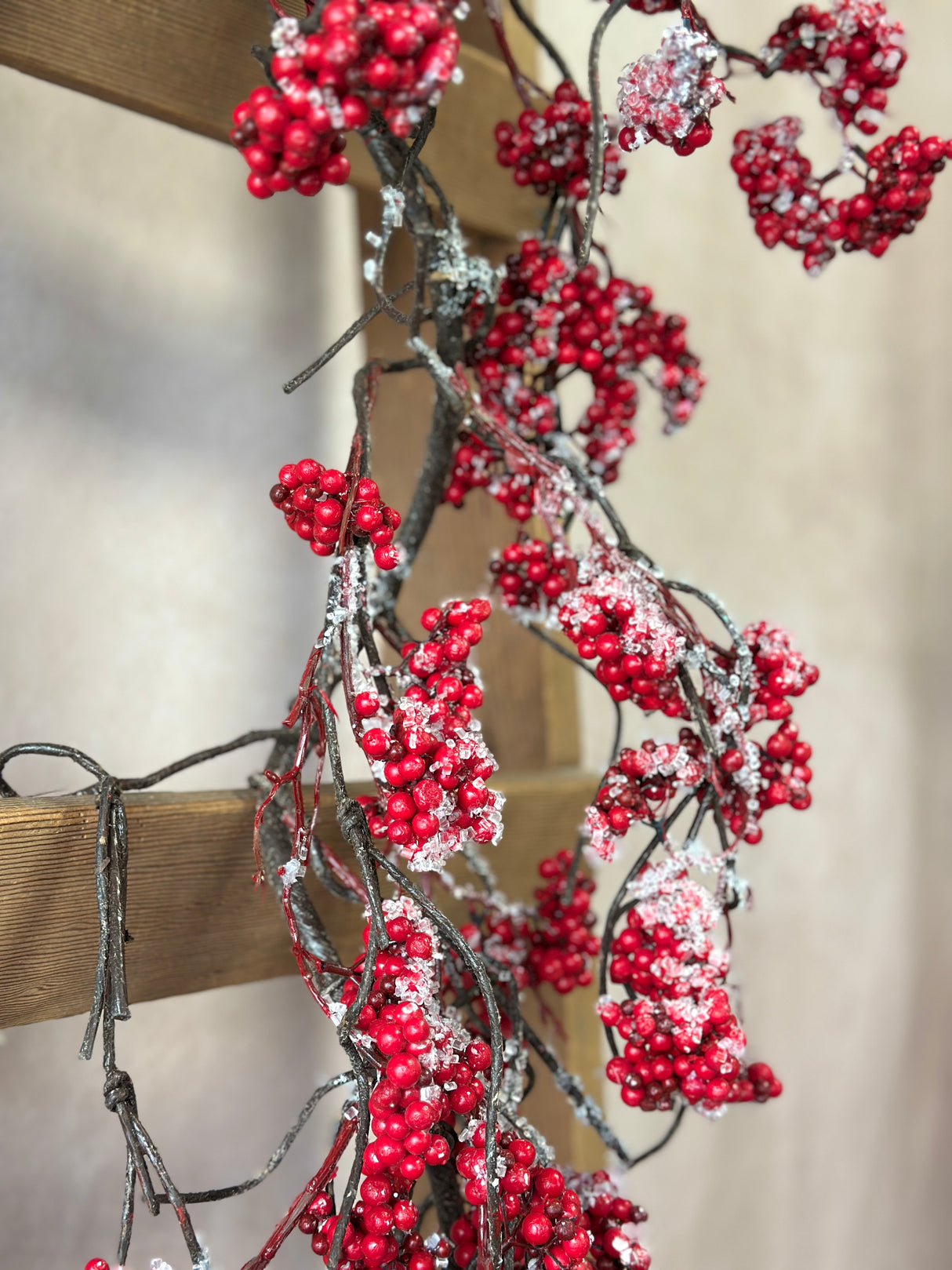 48" Icy Red Berry Hanging Garland