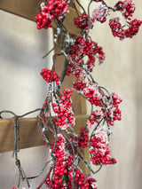 48" Icy Red Berry Hanging Garland