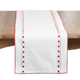 Embroidered Hearts Table Runner