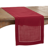 Burgundy Table Runner with Hemstitching
