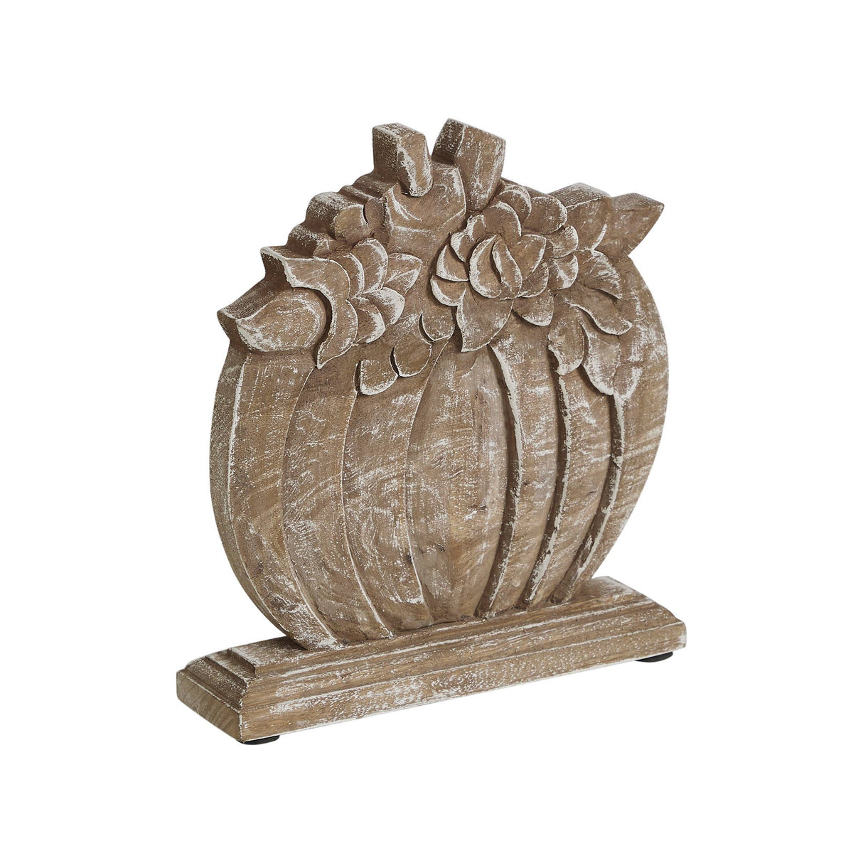 Mango Wood Floral Pumpkin Fall Decor
