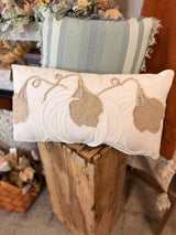 Lumbar White Pumpkin Applique Pillow