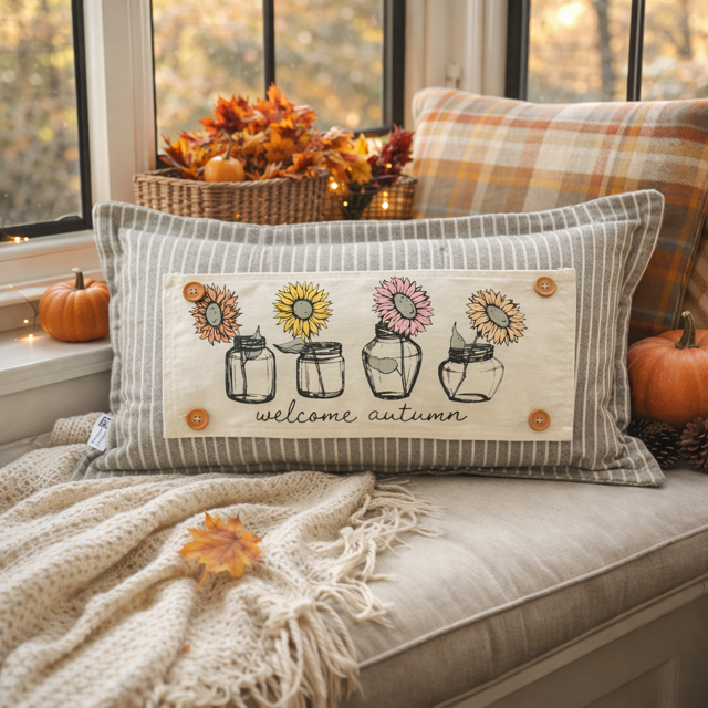 Autumn Sunflowers Interchangeable Pillow Panel