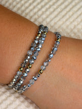 Metallic Mixed Gray with Gold Ball Stretchy Facet Mila-Mix Bracelet