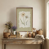 Gingham Flower Print Wood Art