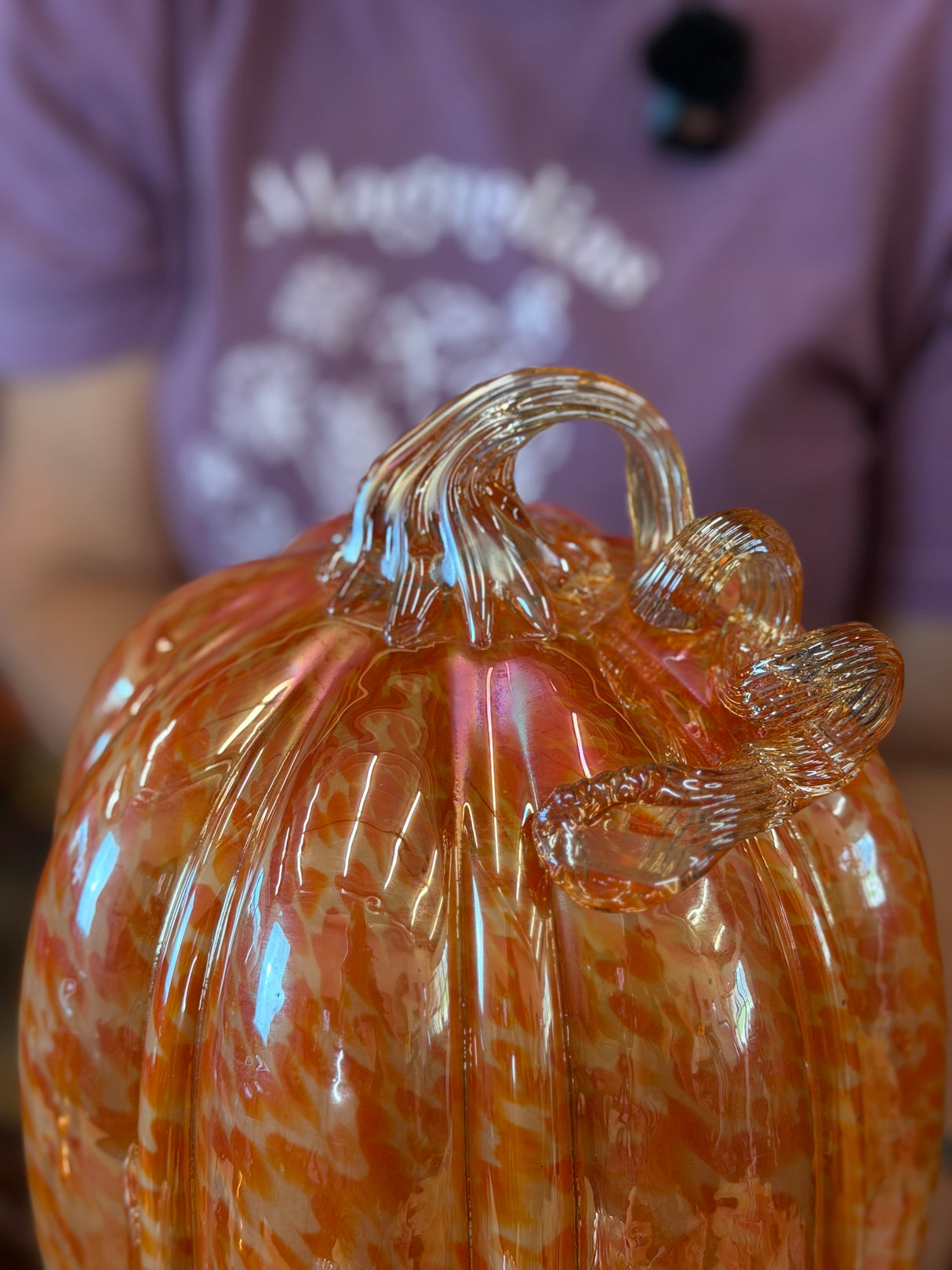 Harvest Hollow Large Glass Pumpkin