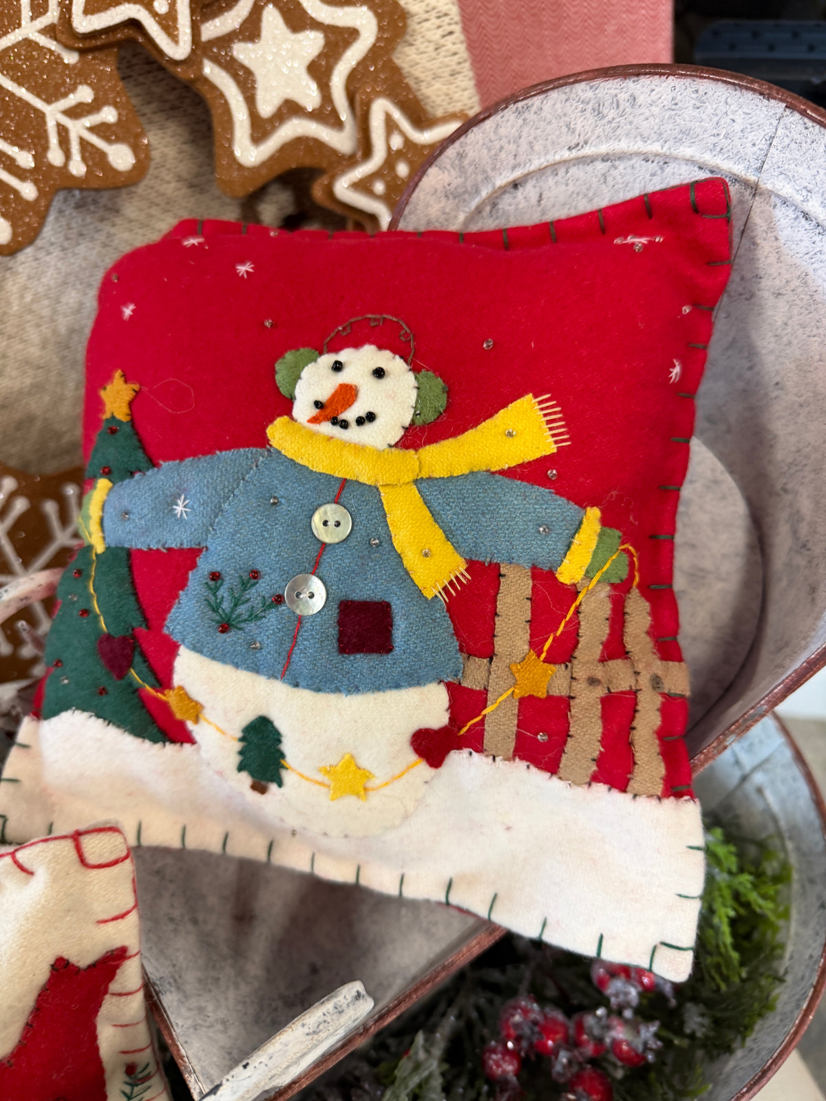 Handmade Snowman Pillow