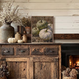 Green Heirloom Pumpkin Still Life Wood Art