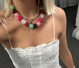 Celia Neutral Chunky Beaded Necklace