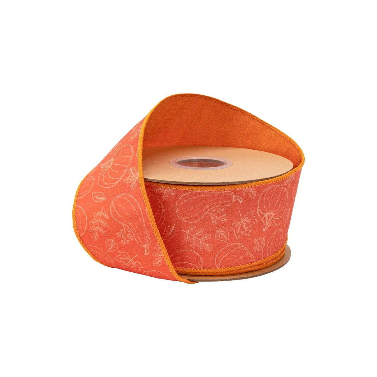 2.5" Orange Gourd Wired Dupioni Ribbon Bolt