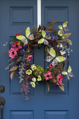 27" Blooming Butterflies Wreath