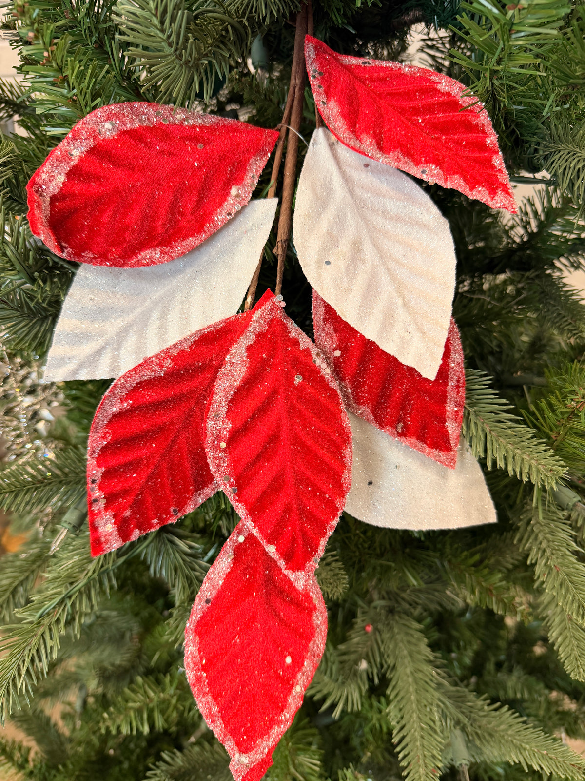 Red White Mixed Leaf Spray