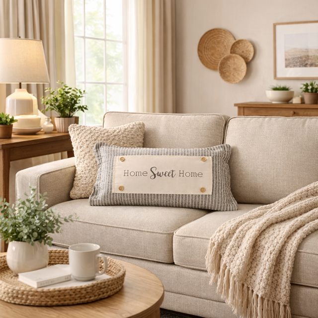 Gray Stripe Interchangeable Pillow