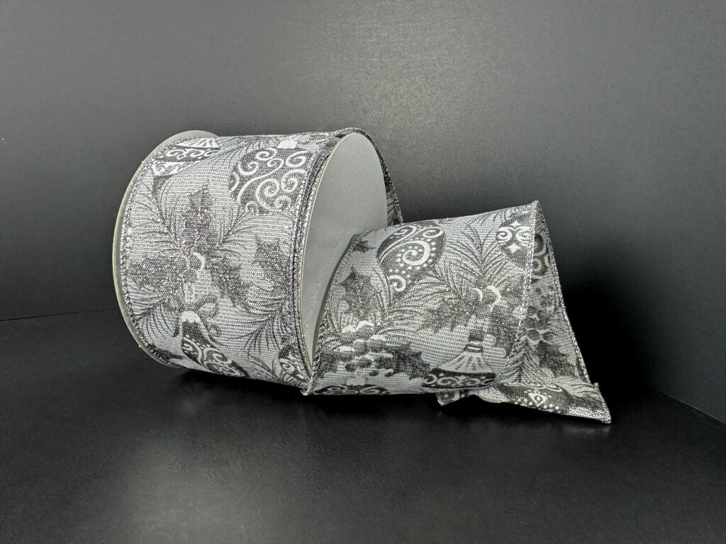 2.5" Silver Ornament Ribbon Bolt