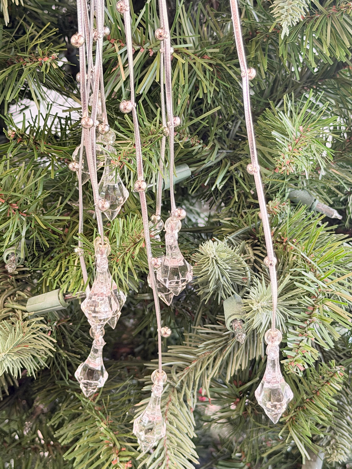 Crystal Drop Silver Beaded Hanging Spray
