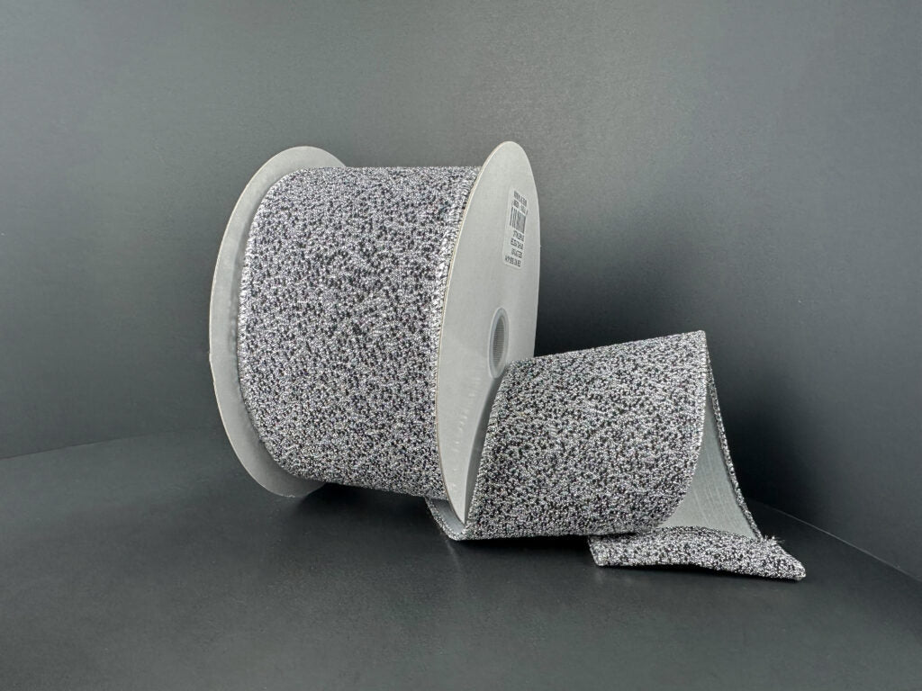 2.5" Silver & Black Metallic Ribbon Bolt