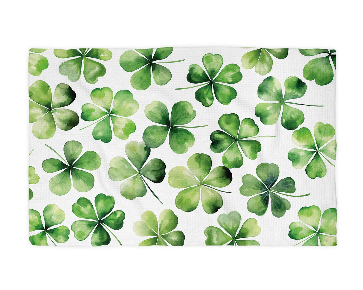 Watercolor Shamrock Irish Tea Towel