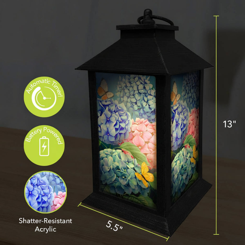 Colorful Hydrangeas Lantern