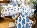 Flower Blue Block Print Throw Blanket