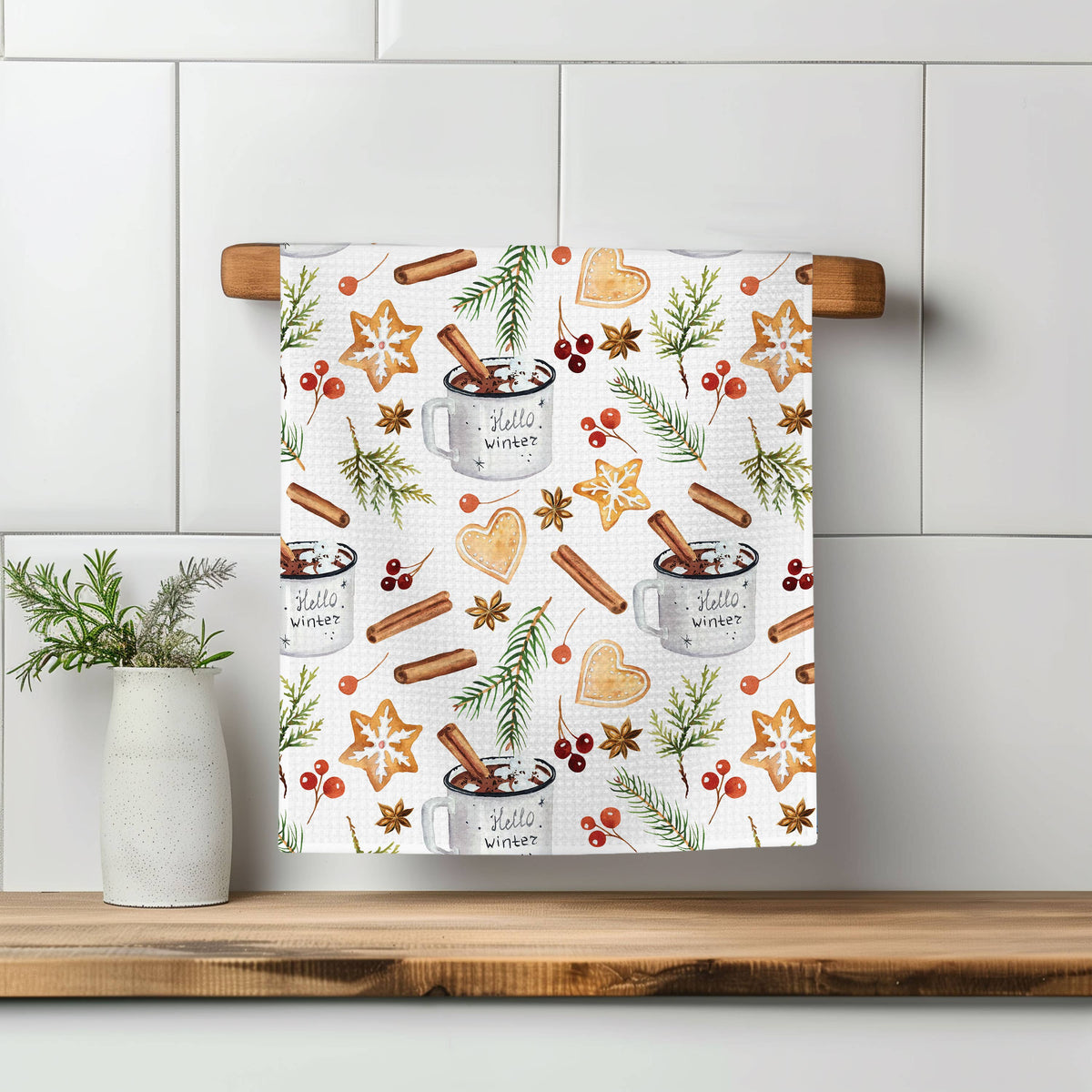 Christmas Baking Winter Waffle Tea Towel