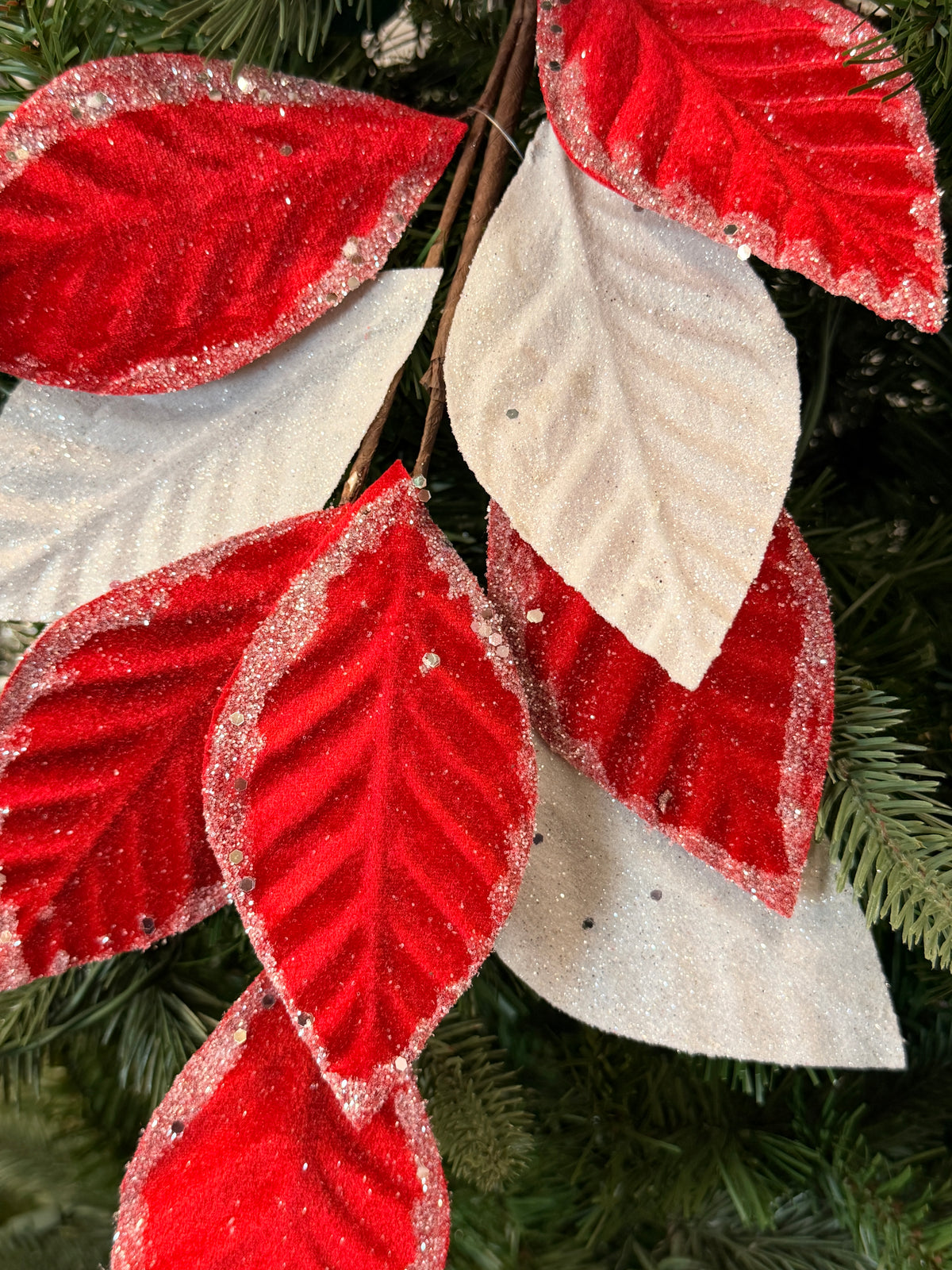 Red White Mixed Leaf Spray