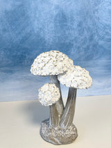 Whitewashed Resin Floral Top Mushroom -2 Sizes
