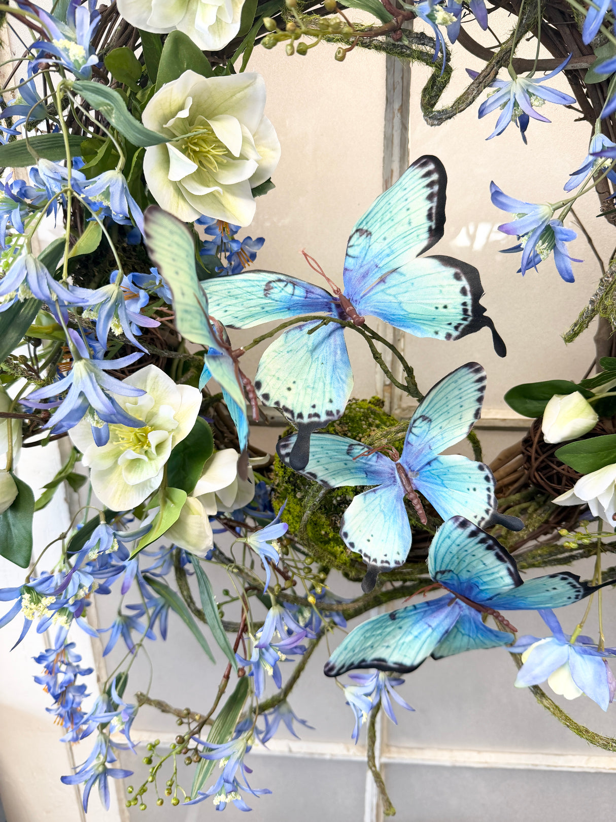 24" Bluebell Butterfly Bliss Wreath