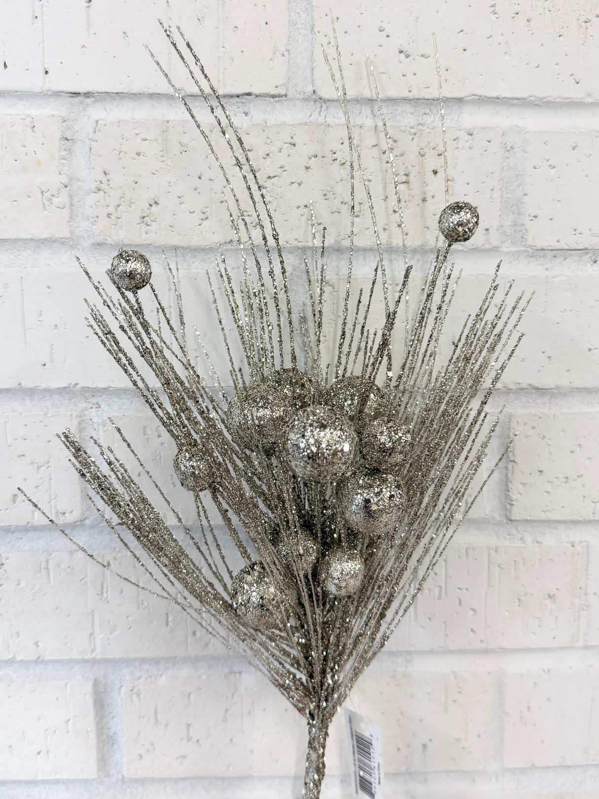 Champagne Glitter Pine Ball Starburst Spray