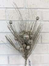 Champagne Glitter Pine Ball Starburst Spray