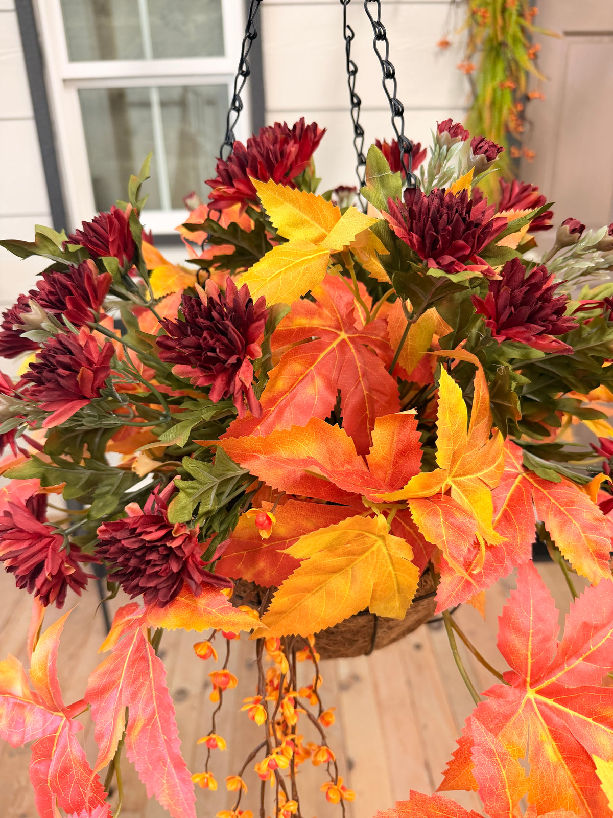 28" Autumn Waterfall Hanging Basket