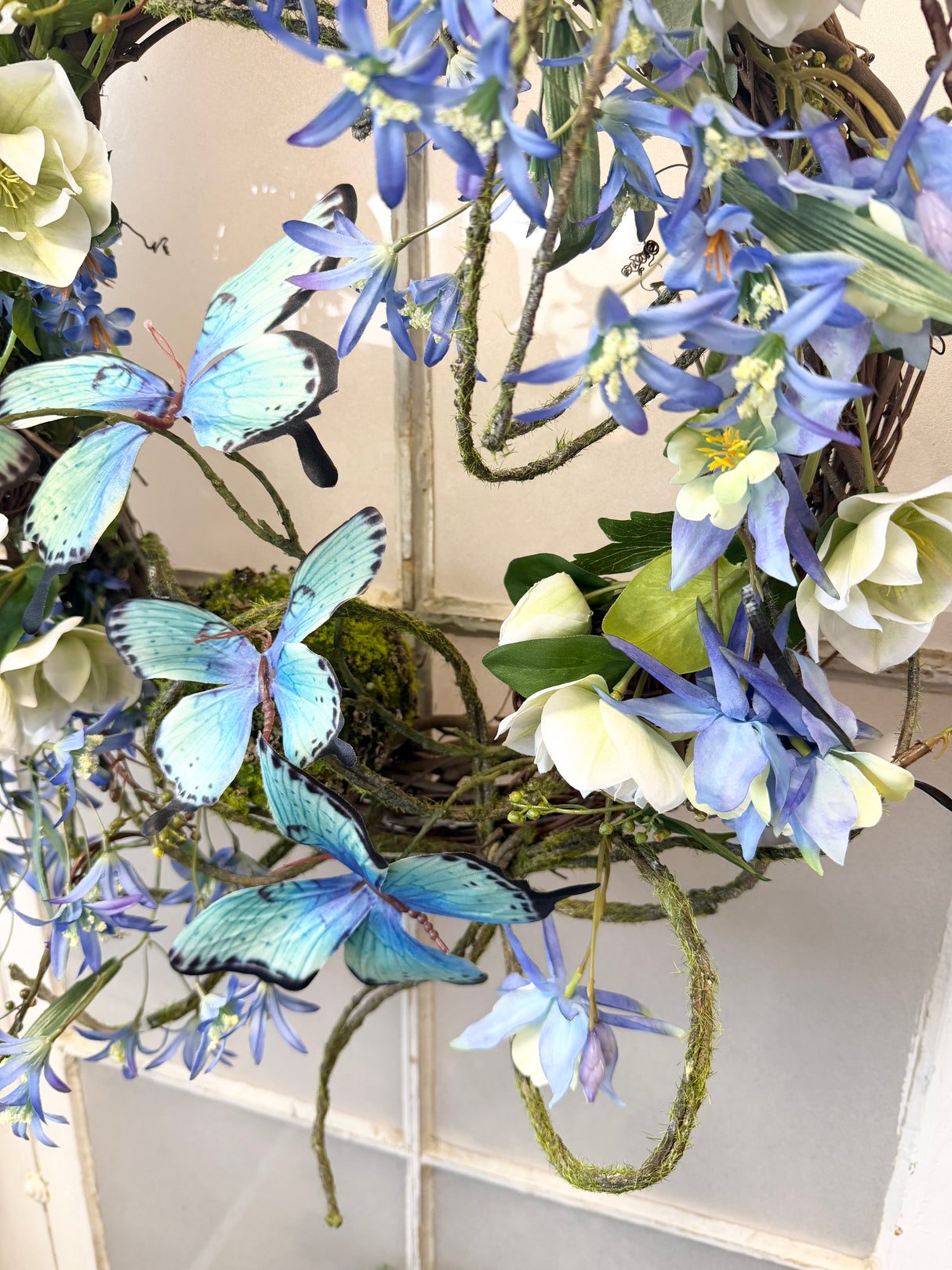 24" Bluebell Butterfly Bliss Wreath